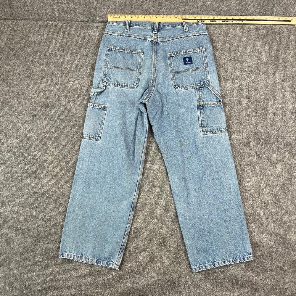 RK Brand Carpenter Jeans Womens 33x29 Light Wash Blue Denim Utility Workwear‎